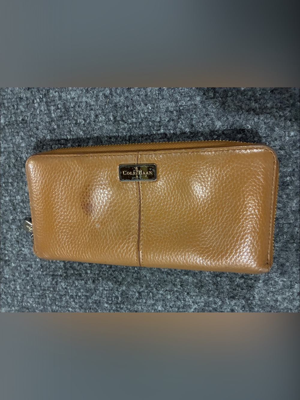 Cole Haan Coach Pebbled Leather Zip-Around Wallet in Cognac